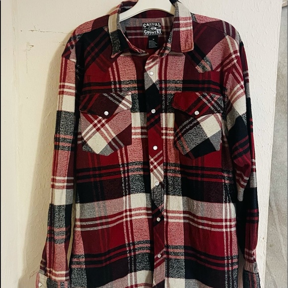 Men’s M western heavy flannel with snaps - Picture 2 of 3